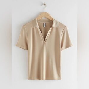 & Other Stories Beige Polo Collar Top